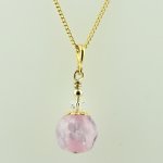 画像5: 淡いピンク紫のベースの花柄とんぼ玉ネックレス(N002・A20-A20G5) (5)