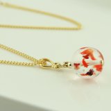小さな金魚のとんぼ玉ネックレス【kingyo_G36】