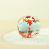 秋の庭さきに見ゆるビオトープ〜もみじ&金魚〜とんぼ玉