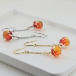 画像5: にじいろもみじ｜秋の七色グラデーションで描くミニアチュール〜チェーンピアス〜【イヤリング・ピアス変更可】 (5)