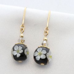 水中花パーツとんぼ玉ピアス【suityuka_10mm-G22-G-005】