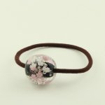 画像3: 桜 - SAKURA｜夜桜をイメージした黒ベースのガラスとんぼ玉 大人かわいいヘアゴム (3)