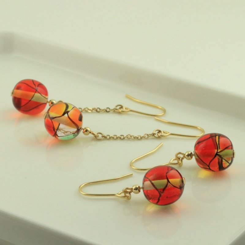 画像7: 秋色ステンドグラス　レトロモダンな大人のピアス・イヤリング【イヤリング・ピアス変更可】 (7)