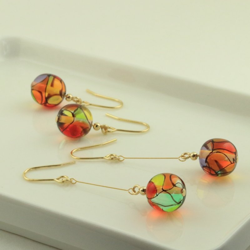 画像8: 秋色ステンドグラス　レトロモダンな大人のピアス・イヤリング【イヤリング・ピアス変更可】 (8)