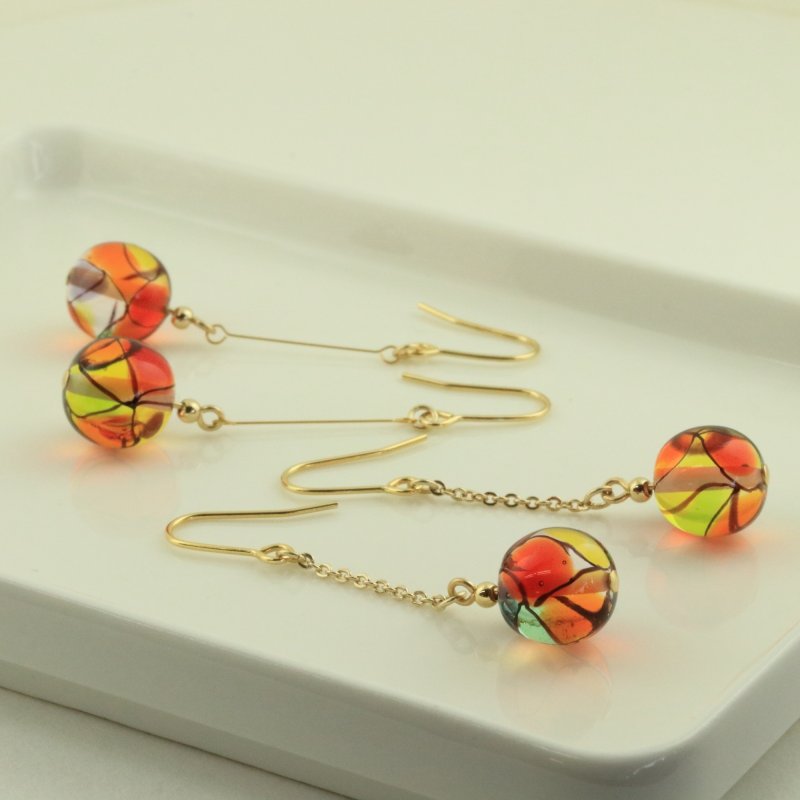 画像6: 秋色ステンドグラス　レトロモダンな大人のピアス・イヤリング【イヤリング・ピアス変更可】 (6)