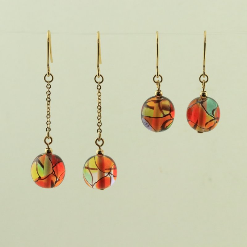 画像10: 秋色ステンドグラス　レトロモダンな大人のピアス・イヤリング【イヤリング・ピアス変更可】 (10)