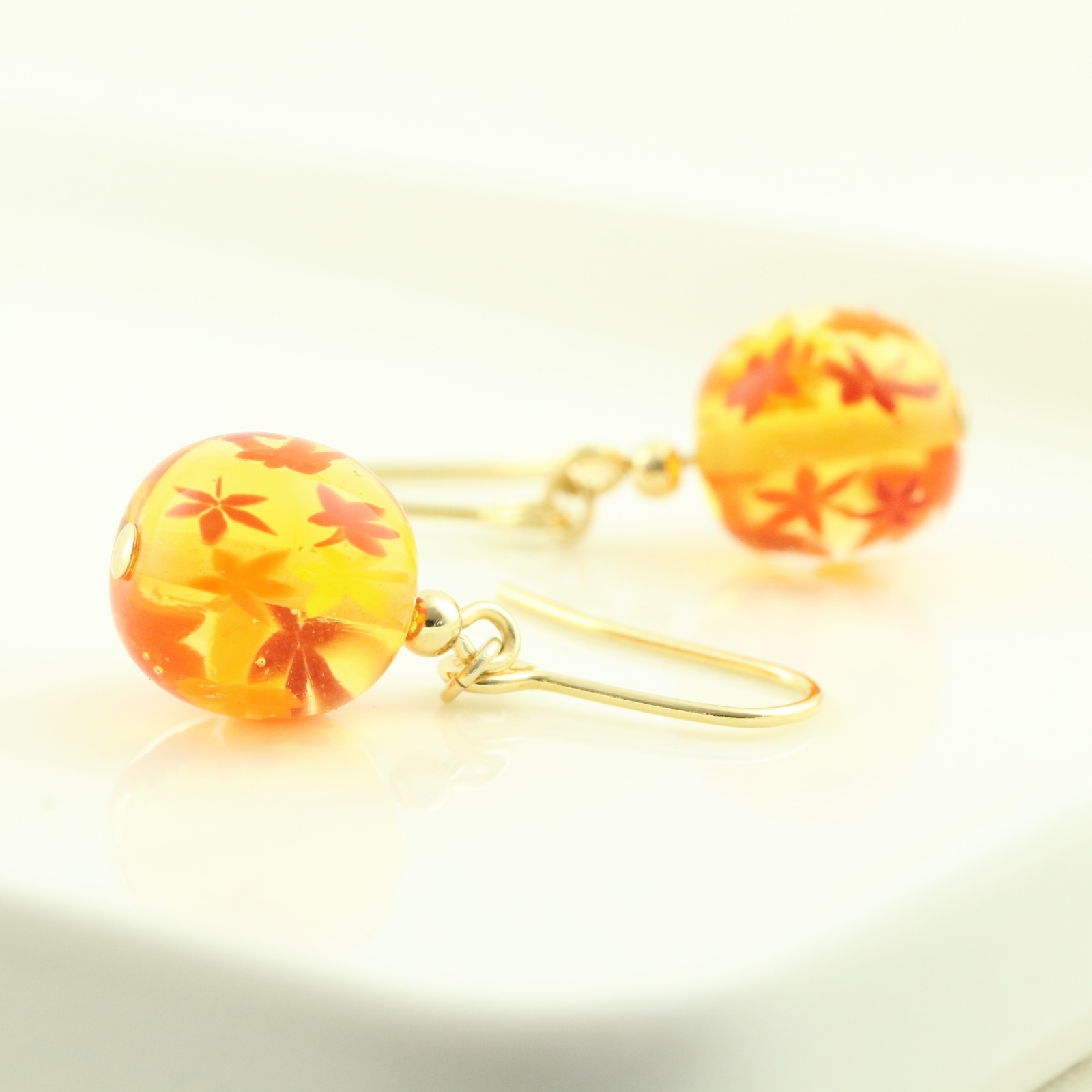 秋にピッタリ！もみじのピアス・イヤリング009 - とんぼ玉工房